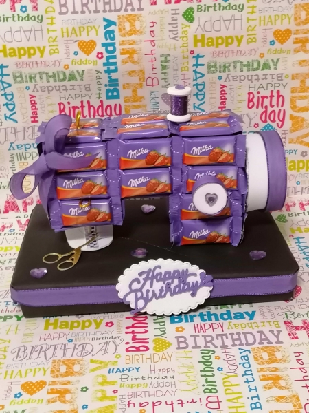 Schokolade Tafeln Nähmaschine zum Geburtstag