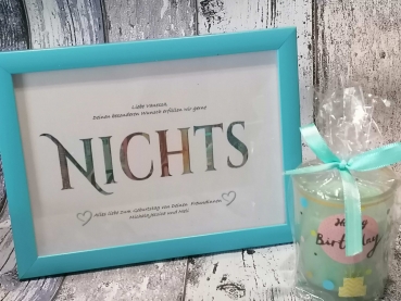 Geldgeschenk *NICHTS* mit Rahmen Geburtstag