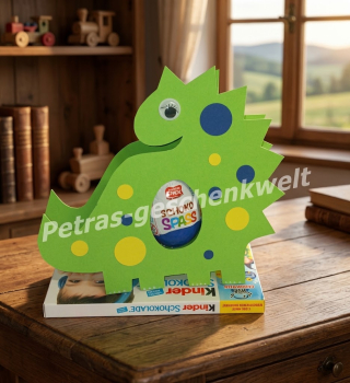  Geschenkschachtel Dinofred mit Schokoladen Eier Kindergeburtstag
