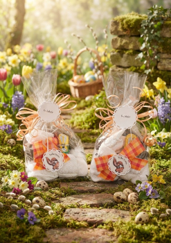 Süßer Osterhase mit Seifenhandtuch als Gastgeschenk