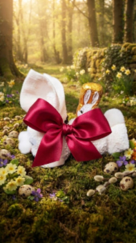 Preview: Süßer Osterhase mit Seifenhandtuch Geschenk für Mitarbeiter-Lieferanten – Eigene Herstellung