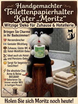 Handgemachter Plüsch-Kater Toilettenpapierhalter – Originelle Bad-Deko“