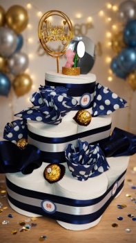Humorvolle Toilettenpapier-Torte zum Geburtstag