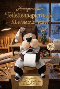 Handgemachter Toilettenpapierhalter „Weihnachts-Kater“