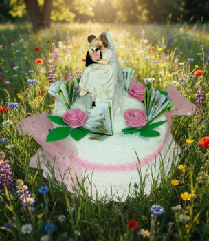 Handtuchtorte als Geldgeschenk zur Hochzeit (Sie & Sie)