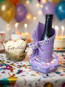 Gastgeschenk  Geschenkschachtel mit kl.Sektflasche