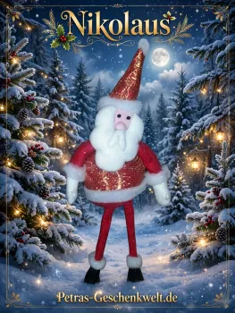 Stehender Weihnachtsmann und Wichtel als Weihnachtsdeko 60cm handgemacht aus Fleecestoff
