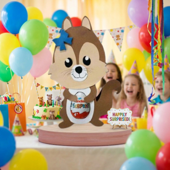 Geschenkschachtel Hörnchen mit Schokoladen Ei Kindergeburtstag