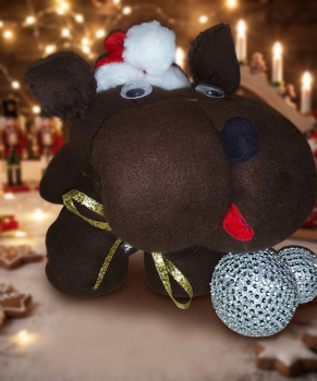 Handgemachte Fleecedecken-Figur „Nikolaus-Hund