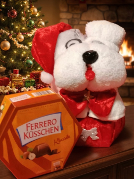 Preview: Handtuchfigur  Hund als Nikolaus Mitarbeiter/rin