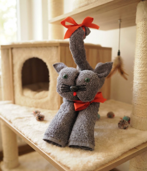 Handtuchfigur große Katze
