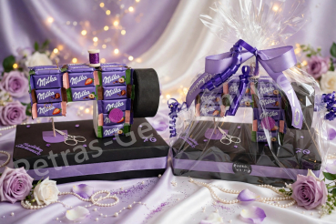 Milka Schokoladen-Nähmaschine Geschenk für Schneiderin zum 70 Geburtstag aus 35 Milka Tafeln Handarbeit Petras Geschenkwelt