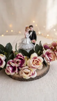 Preview: Handgefertigter Rosenkranz zur Hochzeit – Originelles Geldgeschenk für das Brautpaar – 40cm
