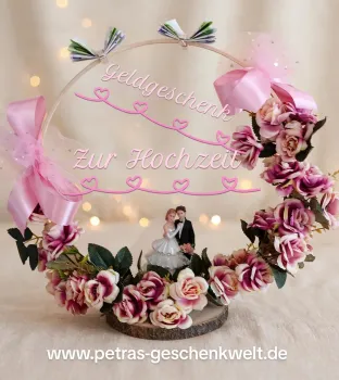 Handgefertigter Rosenkranz zur Hochzeit – Originelles Geldgeschenk für das Brautpaar – 40cm