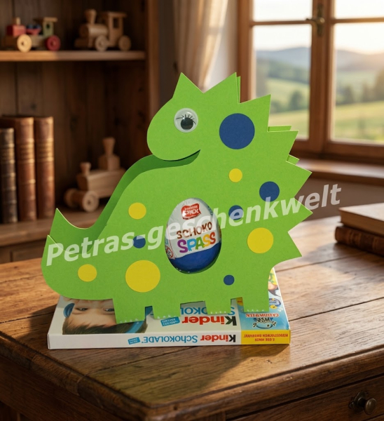  Geschenkschachtel Dinofred mit Schokoladen Eier Kindergeburtstag