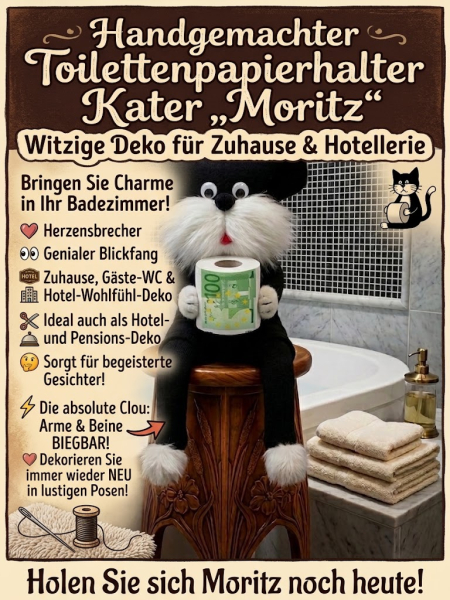 Handgemachter Plüsch-Kater Toilettenpapierhalter – Originelle Bad-Deko“