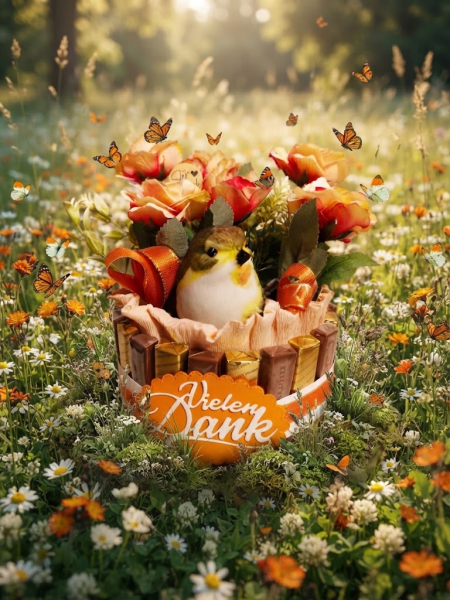  Pralinen-Blumen-Torte „Vielen Dank“