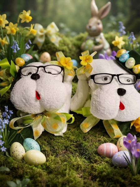 Ostergeschenk zwei große Handtuchhunde