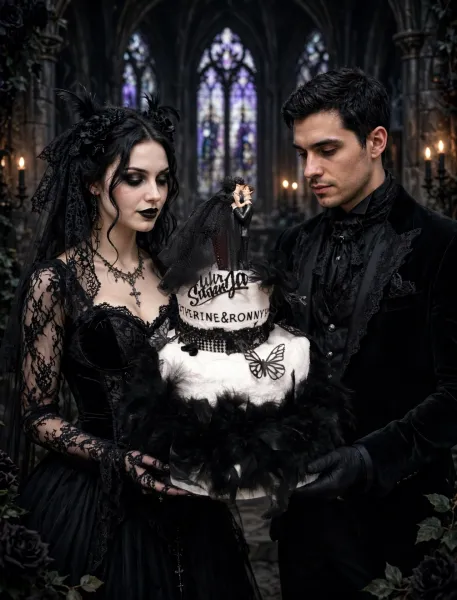 Hochzeit Handtuchtorte Gothic