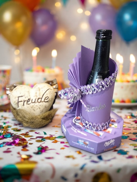Gastgeschenk  Geschenkschachtel mit kl.Sektflasche