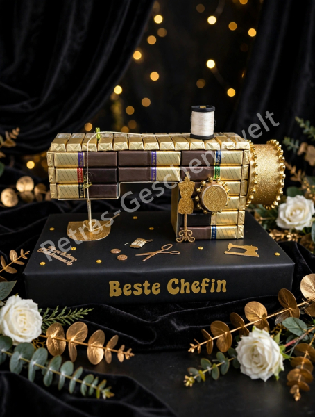 Pralinen Nähmaschine zum Geburtstag  ihrer Chefin