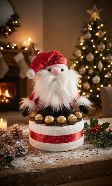 Weihnachtliche Handtuchtorte Geschenkidee für Damen