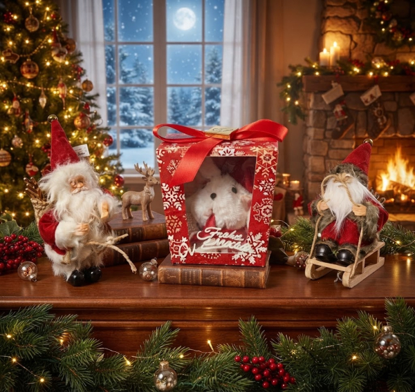 Geschenkbox mit Tier Figur Hund Wichtelgeschenk