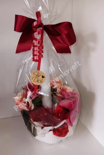 Stabkerze mit Lotustopf weiß Gastgeschenk