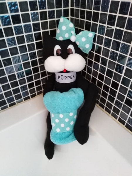 Handtuchhalter Katze Geschenkidee für Damen