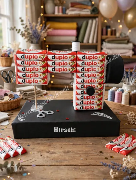 Schokoladenriegel Nähmaschine zum Geburtstag